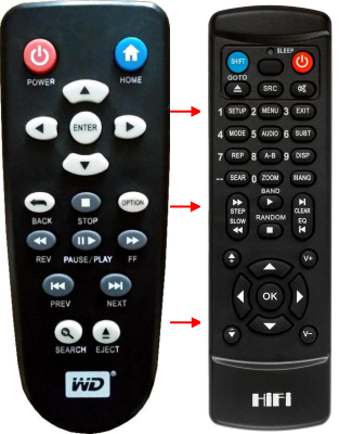 Replacement remote control for Western Digital WDTV MINI