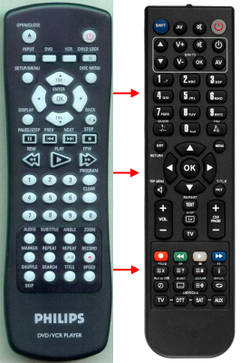 Replacement remote for Philips 996510001507, DVP3340V17, DVP3340V, DVP3340