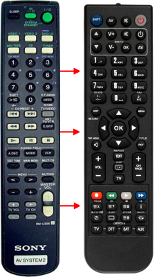 Replacement remote control for Sony RM-U306