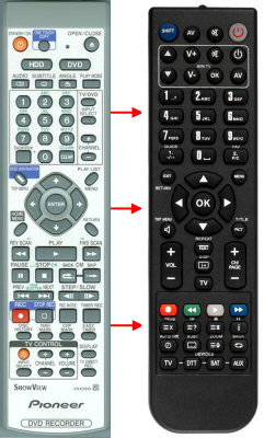 Replacement remote for Pioneer DVR5100H SERVICE, DVR5100HS SERVICE