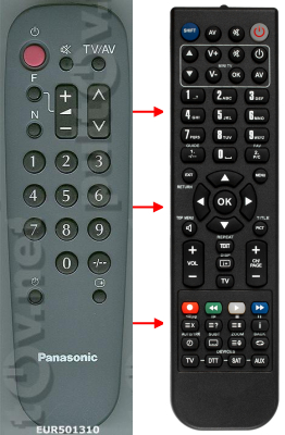 Replacement remote control for Technics SA179XH TVVCR