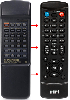 Replacement remote control for Pioneer CU-PD078
