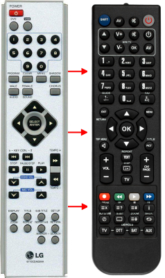 Replacement remote control for LG DKS-2000