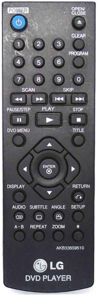Replacement remote control for LG DP432H