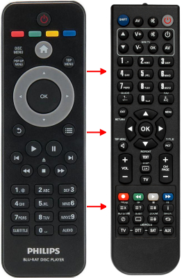 Replacement remote for Philips 996510058437, BDP5406F7, BDP2985F7