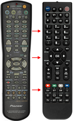 Replacement remote control for Pioneer XV-DV55