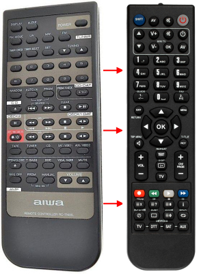 Replacement remote control for Aiwa RC-TN55L