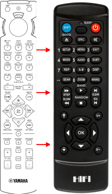 Replacement remote control for Yamaha RAV210