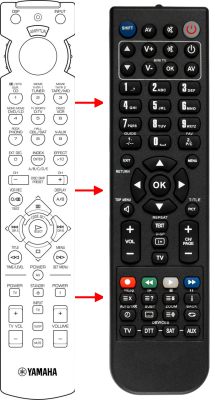 Replacement remote for Yamaha V4297600, DSPA5, RXV596, HTR5250, RAV210