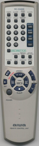 Replacement remote control for Aiwa Z-VR750