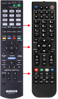 Replacement remote control for Sony RM-AAU113