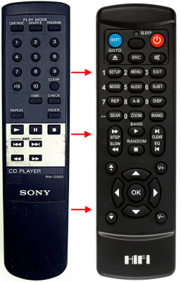 Replacement remote control for Sony RM-CDP-C314
