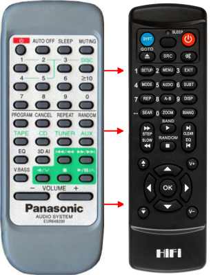 Replacement remote control for Technics RAK-CH426WH