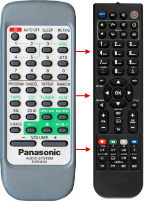 Ersättande fjärrkontroll för Panasonic SAAK33, N2QAGB000002, SCAK33 SILVER