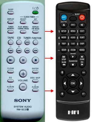 Replacement remote control for Sony RM-AMU006