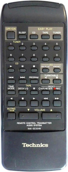 Replacement remote control for Technics SU-X102
