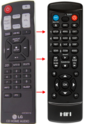 Replacement remote control for LG CM2630B