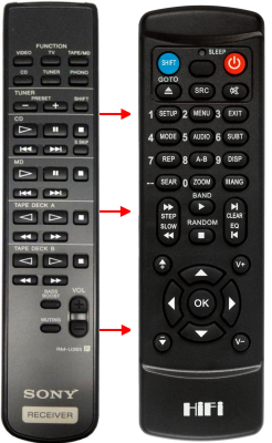 Replacement remote control for Sony RM-SW55AUDIO SYSTEM