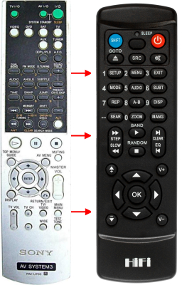Replacement remote control for Sony RM-ANU183