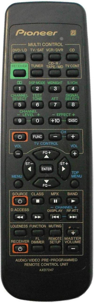 Replacement remote control for Pioneer CU-VSX16I