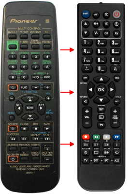 Replacement remote control for Pioneer CU-VSX16I