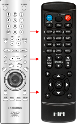 Ersättande fjärrkontroll för Samsung DVD-M301
