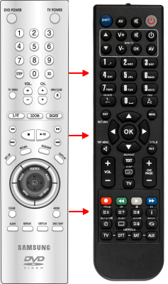 Télécommande de remplacement pour Samsung DVD-C621 DVD-C625 DVD-1010 DVD-C601 DVD-C631P