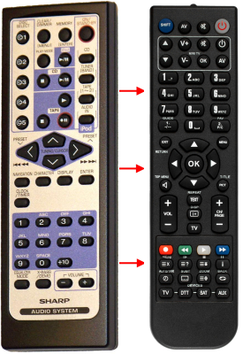Replacement remote for Sharp CD-DK890N