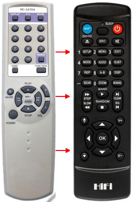 Replacement remote control for Aiwa CSD-ED57