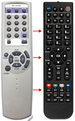 Replacement remote for Aiwa CADW935, CSDED87, CADW540, XRM77, CSDMD50
