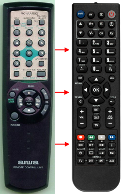 Replacement remote for Aiwa HTD570, 8AAR2701010, AVD57, AVD67, AVD78