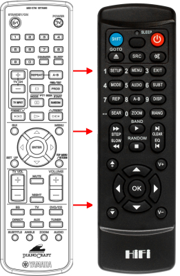 Replacement remote control for Yamaha RDX-E700DVDAUDIO