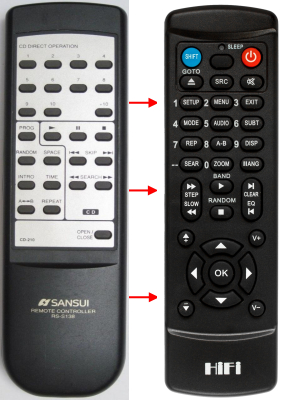 Replacement remote control for Sansui CD-210