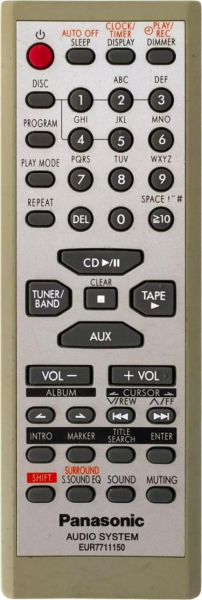Replacement remote control for Panasonic EUR7111060