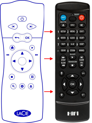 Replacement remote control for Lacie 3139 226 55301