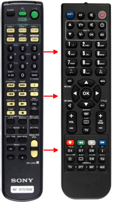 Replacement remote control for Sony RM-LP205