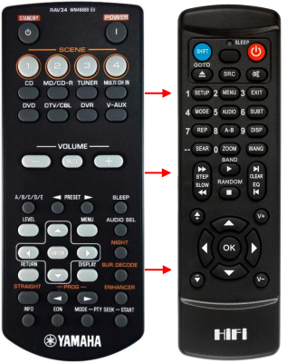 Replacement remote control for Yamaha RAV283