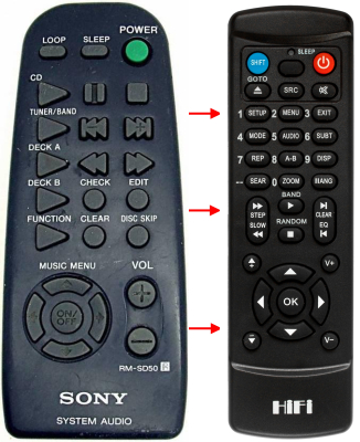 Replacement remote control for Sony RM-SR110