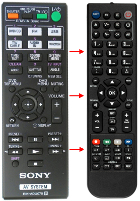 Replacement remote control for Sony RM-SP320