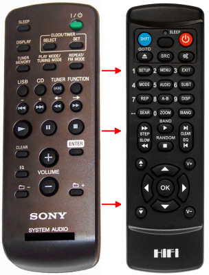 Replacement remote control for Sony RM-SCU35