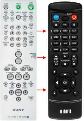 Replacement remote control for Sony 1-478-221-11