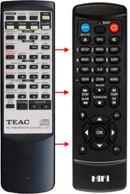 Replacement remote control for Teac/teak RC-738