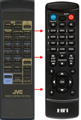 Erstatnings-fjernbetjening til  JVC RC-B1