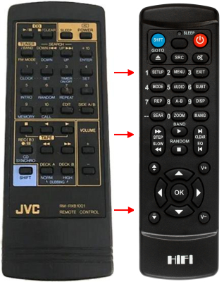Erstatnings-fjernbetjening til  JVC RC-X720