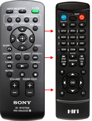 Replacement remote control for Sony RM-ANU032