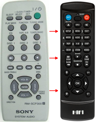 Replacement remote control for Sony RM-SCP300SYSTEM AUDIO