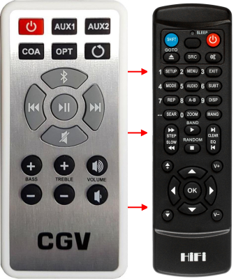 Replacement remote control for Cgv MTV31BT