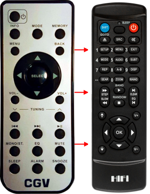 Replacement remote control for Auna ITUNER320