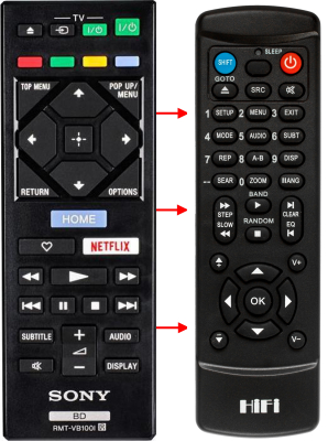 Replacement remote control for Sony RMT-VB100I