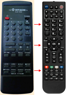 Replacement remote control for Hitachi 2114